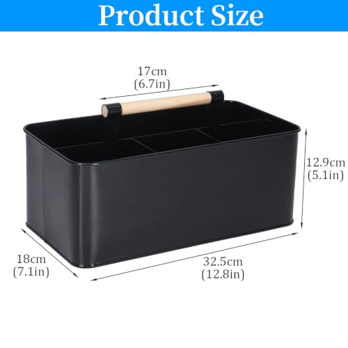 Cleaning Caddy with Handle, Black Metal Supply Organizer - Image 8