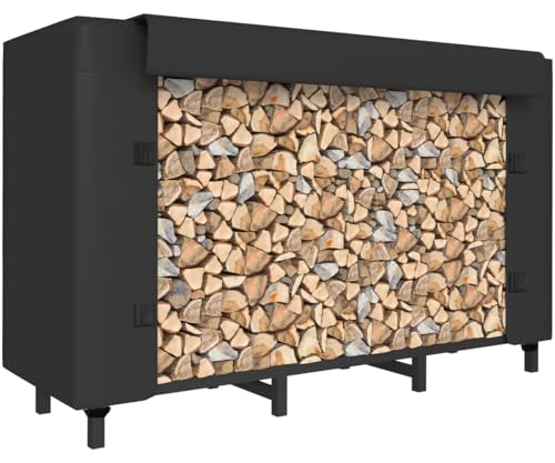 4ft Firewood Rack Holder with Cover, Adjustable Heavy Duty - Image 2