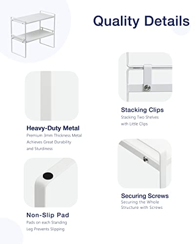 Nxconsu Stackable Cabinet Shelf Organizer 2 Pack, Standard White - Image 5