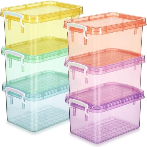 6 Pack Colorful Plastic Storage Bins with Lids, Colorful - Image 2