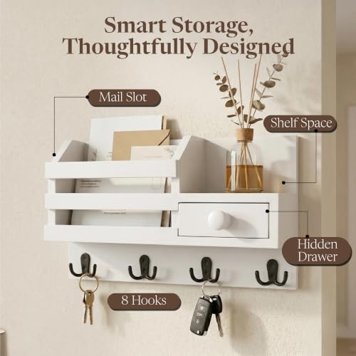 Key Shelf Mail Holder White - Image 5