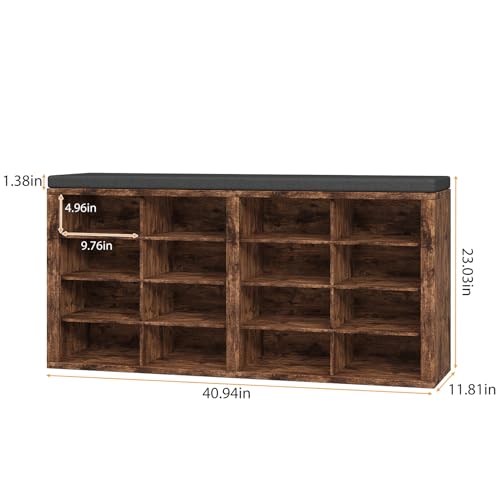 Shoe Rack Bench, Shoe Storage Bench with Cushion - Image 3