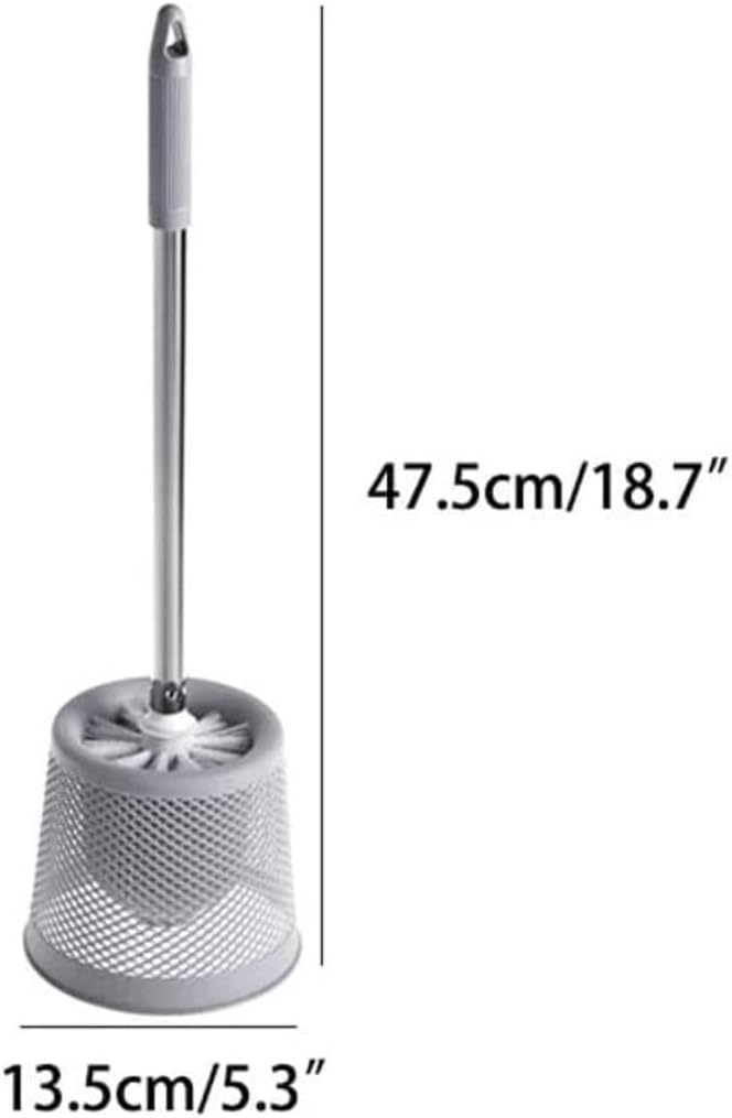 Toilet Brush Toilet Brush and Holder Openwork Base Stainless Steel Handle Toilet Brush Set Floor Standing Bathroom Brush Toilet Tools (Color : Dark Blue, Size : 13.5 * 47.5cm)