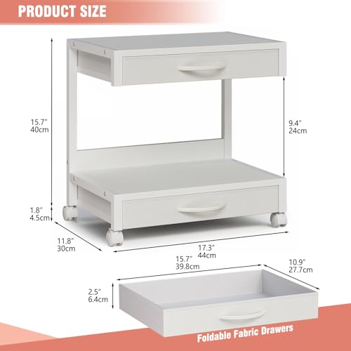 2-Tier Desktop Printer Stand with 2 Fabric Drawers | Home Organization - Image 7