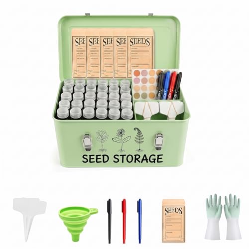 Large Metal Seed Storage Organizer Box with Lid | Home Organization - Image 2