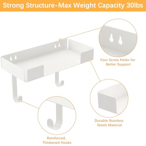 Ironing Board Holder, Iron Board Storage Hanger White-with Shelf - Image 6