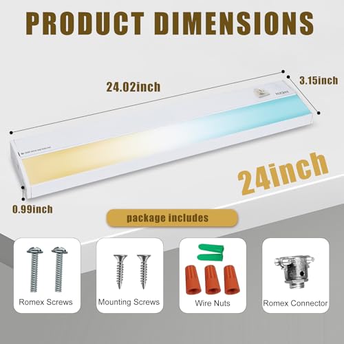 Ansen Hardwired Under Cabinet Lighting, 24in 18W LED Light - Image 8