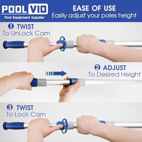 15 FT Telescopic Pool Pole - Adjustable 3 Piece Aluminum - Image 7