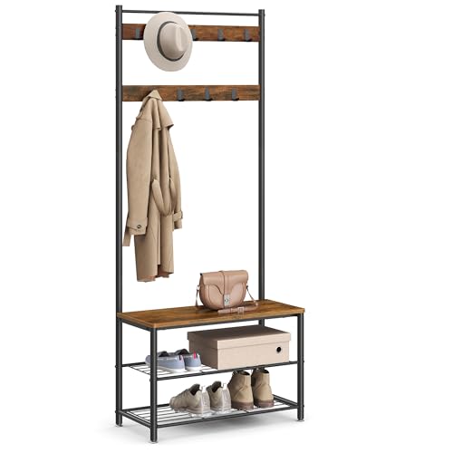 VASAGLE Coat Rack, Hall Tree with Shoe Storage Bench - Image 2