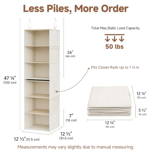 StorageWorks Hanging Closet Organizer, 6-Shelf with 2-in-1 Design - Image 4