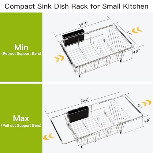JASIWAY Dish Drying Rack in Sink, Dish Drainer with Cup - Image 5