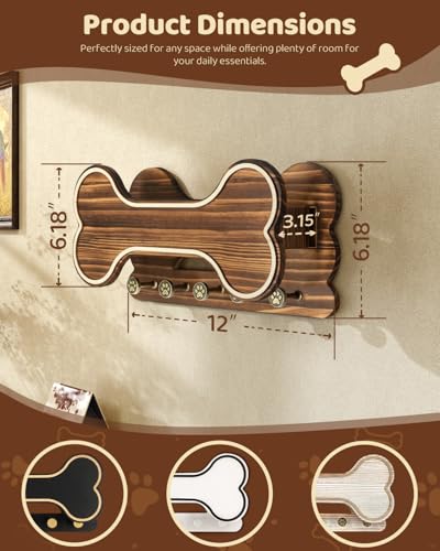 MTERSN Dog Leash Holder for Wall with Key Hooks for Dog - Image 7