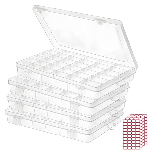 Budreu 4pack 36 Grids Plastic Clear Organizer Box Bead - Image 2