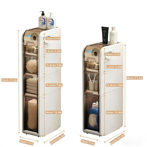 Slim Bathroom Storage Cabinet,7.1in Wide Narrow Gap Cabinet - Image 3