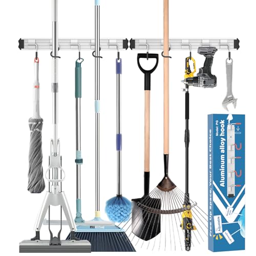 Mop and Broom Holder Wall Mount Garden Tool Rack Organizer - Image 2