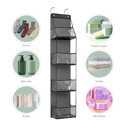 4-Shelf Over the Door Storage Hanging Closet Organizer (Grey) - Image 5