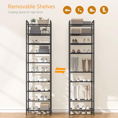 usikey 10 Tiers Narrow Shoe Rack 20-30 Pairs, Sturdy Metal - Image 7