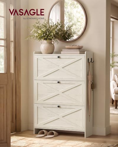 VASAGLE Narrow Shoe Storage Cabinet Organizer with 3 Flip Drawers - Image 4