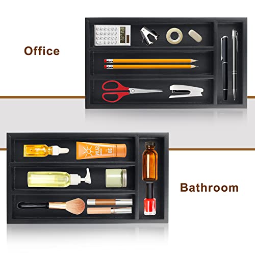 Black Small Kitchen Silverware Drawer Organizer Wooden Cutlery - Image 7