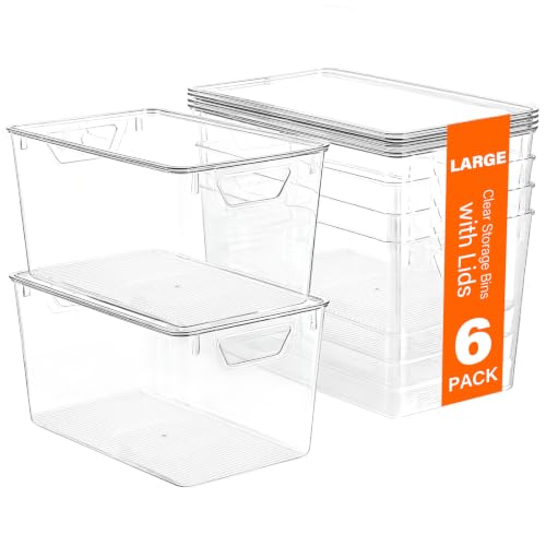 Freebat 6 Pack Clear Storage Bins with Lids, 7 Quart Pantry - Image 2