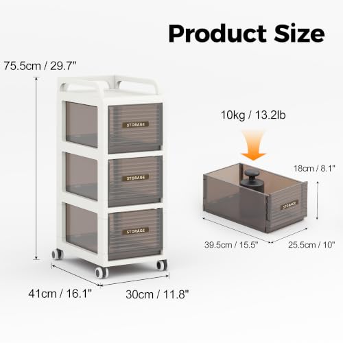 Bathroom Storage with Drawers, 11.8" Wide Slim Cabinet - Image 3