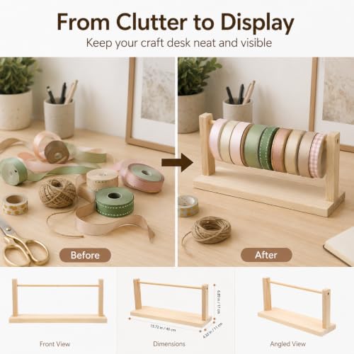 Craft Ribbon Storage Organizer Wooden Ribbon Holder - Image 5
