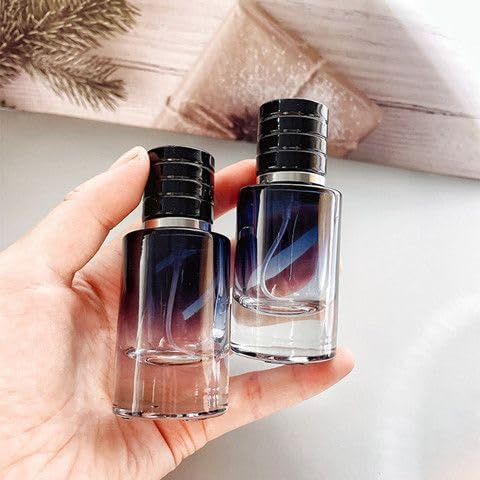 Glass Perfume Bottle Empty Refillable 8Pack 50ml Gradient BlueTravel Perfume Spray Atomizer Bottle Perfume Fine Mist Spray Perfume Bottle Atomizer Container with Sprayer Applicator (Cylinder Blue)