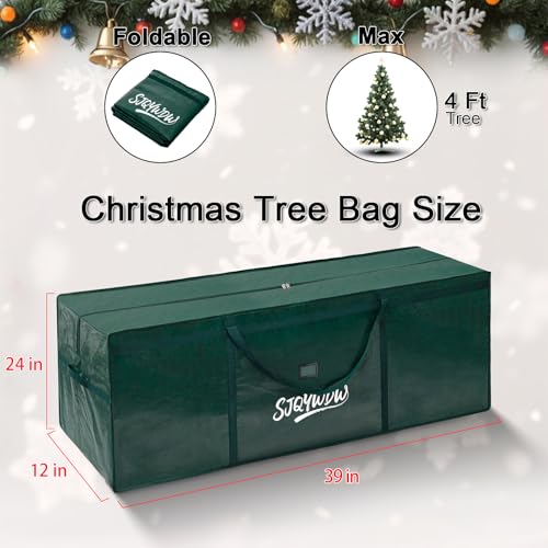 Small Christmas Tree Storage Bag 4ft for Short Trees - Green - Image 4