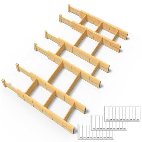 SpaceAid Bamboo Drawer Dividers with Inserts and Labels, Kitchen - Image 2