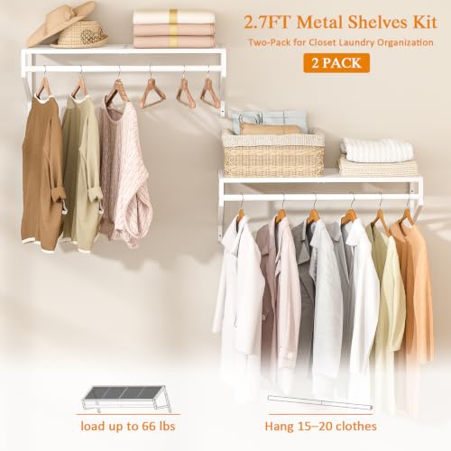 ThreeHio 2 Pack Closet Shelves Wall Mounted, 2.7 ft x - Image 6
