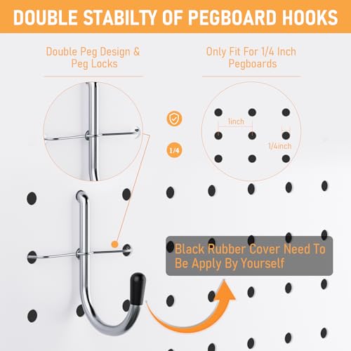 INCLY 176PCS Pegboard Hooks with Peg Locks, 1/4" Heavy Duty Metal - Image 7