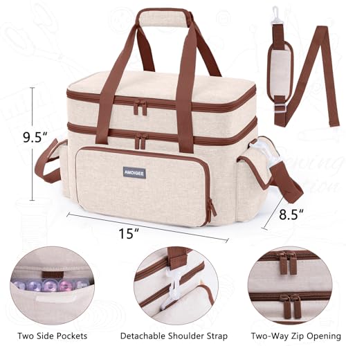 AMOIGEE Large 15" Double-Layer Sewing Organizer Bag - Image 4