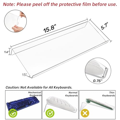 Eorbow 2 Pack Tilted Computer Keyboard Stand, Clear Acrylic - Image 3