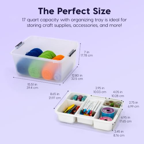 IRIS USA 18 Quart Craft Storage Organizer with Removable Tray - Image 4