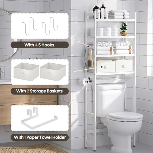 Homde Bathroom Over Toilet Storage Rack: Adjustable 4-Tier - Image 5