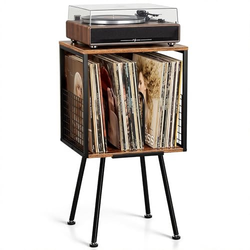 Record Player Stand with Storage Holds 100+ Vinyl Records - Image 2