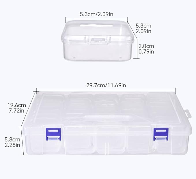 Bead Storage Box Clear Plastic Organizer Containers with Hinged Lids for Bracelet Making Nail Art Seed Beads Stack Craft Case Travel-Friendly Design (45pcs)