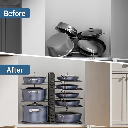 ORDORA Pots and Pans Organizer Under Cabinet 14.6", 8-Tier - Image 8
