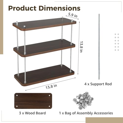 3 Tier Bathroom Countertop Organizer Shelf, Wooden Narrow Storage - Image 3