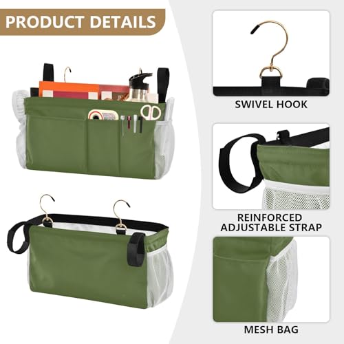 YETTASBIN Olive Green Bedside Caddy Hanging Storage - Image 6