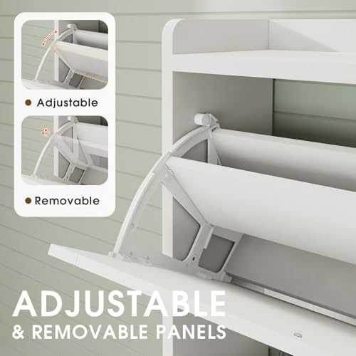 Shoe Cabinet, Shoe Storage Cabinet with 2 Flip Drawers & - Image 5