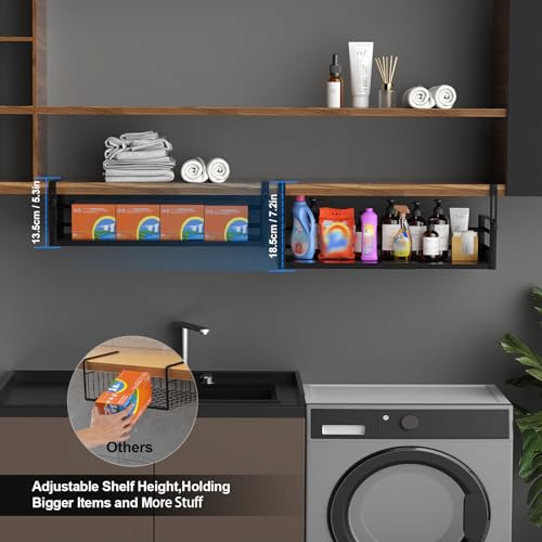 2Pack Expandable Under Shelf Storage Basket Organizer,Black - Image 5