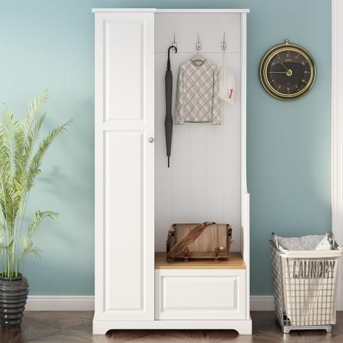 GDFStudio 36" Hall Tree with Flip-Up Bench, Hanging Hooks - Image 2