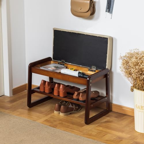latifolia 2 Tier Shoe Rack Bench with Flip-Top Storage, Grey - Image 6