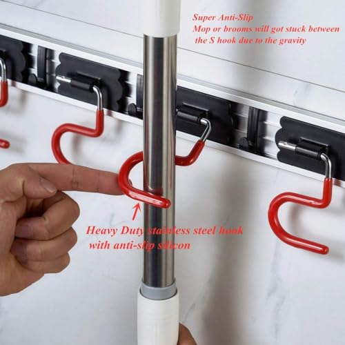Wall Mounted Mop and Broom Holder, Stainless Steel - Image 4