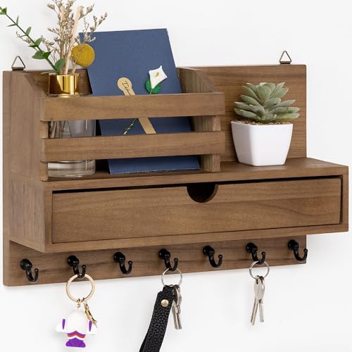 Key Holder Wall Mount, Mail Organizer with 7 Hooks | Home Organization - Image 2