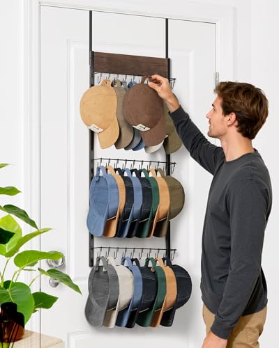 Over the Door Hat Organizer with 30 Hooks, 3-Tier Hat Rack - Image 3