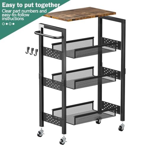 Vivihomety 4-Tier Laundry Utility Rolling Cart with Wheels, Metal - Image 7