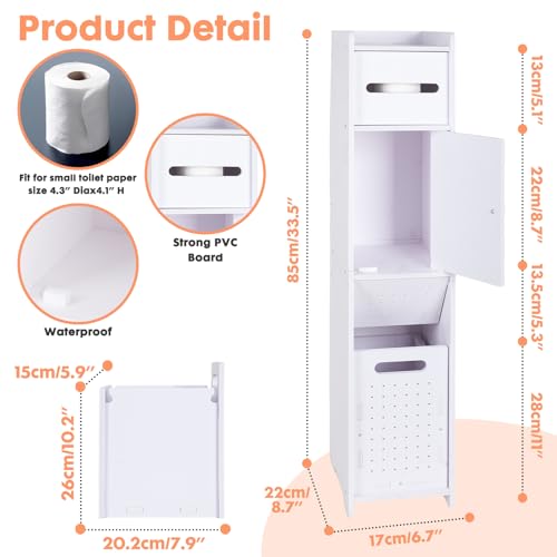 ShellKingdom Toilet Paper Holder Stand with Trash Can - Image 3