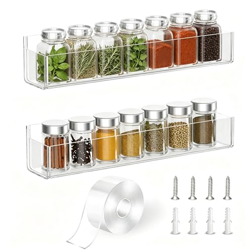 PMMASTO Adhesive Acrylic Spice Rack Organizer for Wall - Image 2